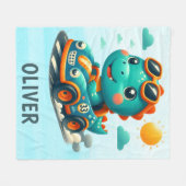 Schattigee Racing Dinosaurus in een Auto Fleece Deken (Voorkant (Horizontaal))