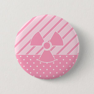 Schattigee radioactieve roze badge ronde button 5,7 cm