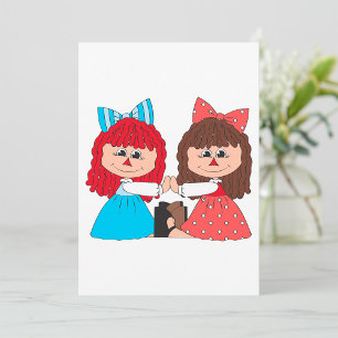 Schattigee Rag Doll Vrienden Meisjes met Bogen en  Kaart