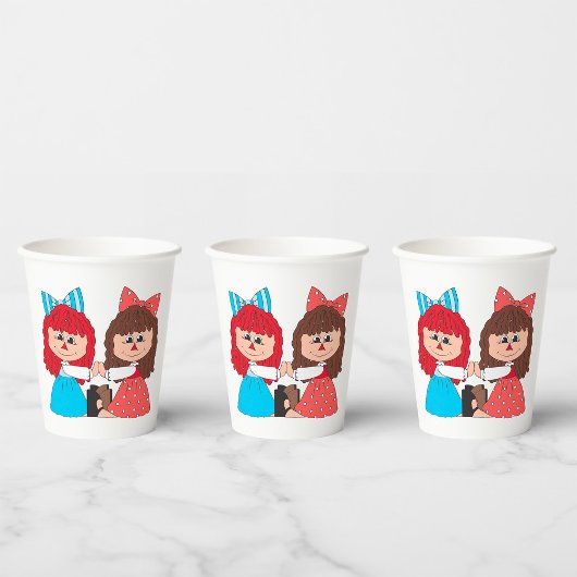 Schattigee Rag Doll Vrienden Meisjes met Bogen en Papieren Bekers