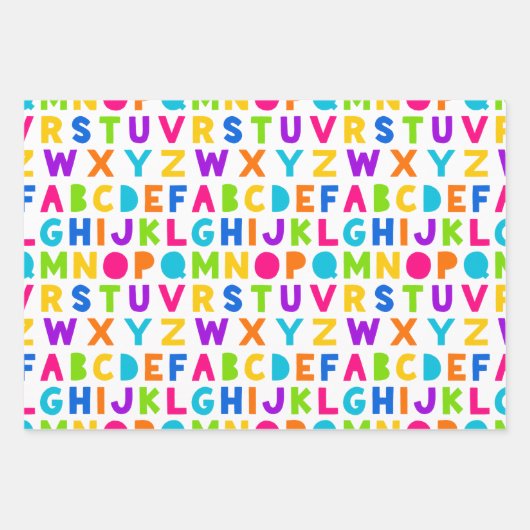 Schattigee Rainbow Alphabet Wrapping Sheets Inpakpapier Vel (Voorkant)