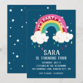 Schattigee Rainbow Birthday Invitation Kaart (Voorkant / Achterkant)