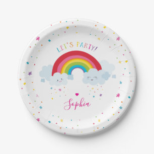 SCHATTIGEE RAINBOW CLOUDS kinder felle kleuren afb Papieren Bordje