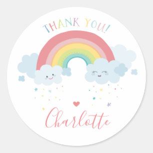 SCHATTIGEE RAINBOW CLOUDS pastel kawaii illustrati Ronde Sticker