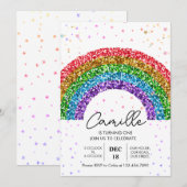 Schattigee Rainbow Glitter schittering sterren Ver Kaart (Voorkant / Achterkant)