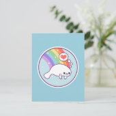 Schattigee Rainbow Manatee verjaardagsuitnodiginge Kaart (Staand voorkant)
