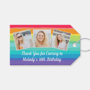 Schattigee Rainbow Photo Collage Custom Verjaardag Cadeaulabel