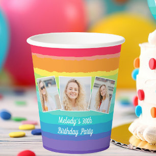 Schattigee Rainbow Photo Collage Custom Verjaardag Papieren Bekers