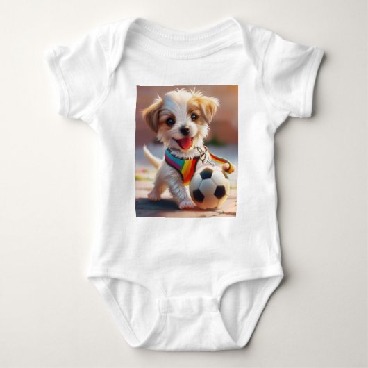 Schattigee Rainbow Puppy digitale kunst Romper (Voorkant)