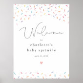 Schattigee Rainbow Sprinkles Baby shower Welkom Poster (Voorkant)