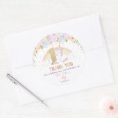Schattigee Rainbow Unicorn 1e Verjaardag Bedankt F Ronde Sticker (Envelop)