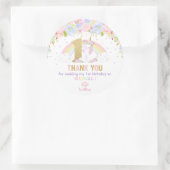 Schattigee Rainbow Unicorn 1e Verjaardag Bedankt F Ronde Sticker (Tas)