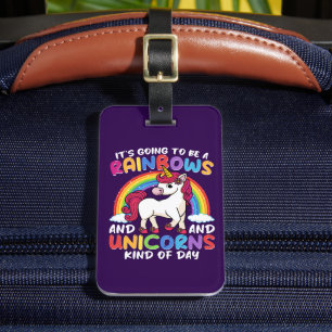 Schattigee Rainbow Unicorn Cool Verjaardag Cadeau Bagagelabel