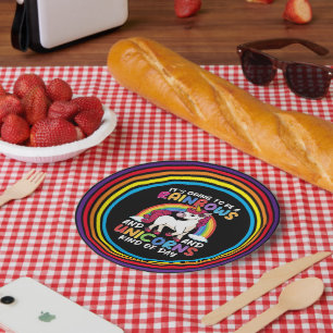 Schattigee Rainbow Unicorn Cool Verjaardag Cadeau Papieren Bordje