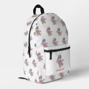 Schattigee Rainbow Unicorn Girly Aangepaste naam Bedrukte Rugzak