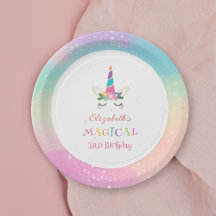 Schattigee Rainbow Unicorn magische verjaardagsfee