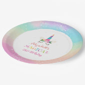 Schattigee Rainbow Unicorn magische verjaardagsfee Papieren Bordje (Gekanteld)