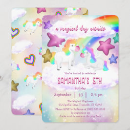 Schattigee Rainbow Unicorn Pastel Verjaardagsuitno Feestdagenkaart