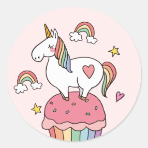 Schattigee Rainbow Unicorn Stars Party Ronde Sticker