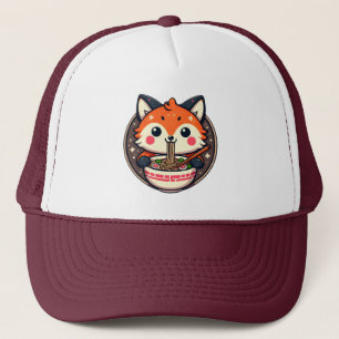 Schattigee Ramen Fox Illustration voor Merch Desig Trucker Pet