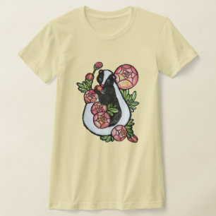 Schattigee Ranunculus Skunk Lovers Roze Bloemen T-shirt