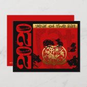 Schattigee Rat Chinees Jaar 2020 Zodiac Verjaardag Feestdagenkaart (Voorkant / Achterkant)