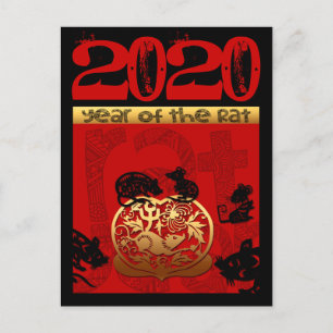 Schattigee Rat Chinees Jaar 2020 Zodiac Verjaardag Feestdagenkaart