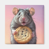 Schattigee Rat Met Chocolade Chip Cookie Magneet (Voorkant)