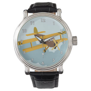 Schattigee RC Bi-Plane Cartoon Tekening Horloge