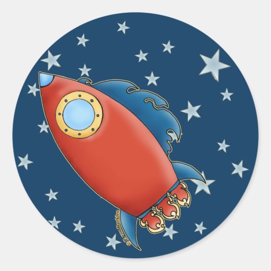 Schattigee Rd Rocket & Stars Stickers (Voorkant)