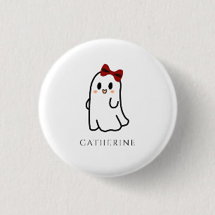 Schattigee Red Bow Halloween Ghost Girly Ronde Button 3,2 Cm