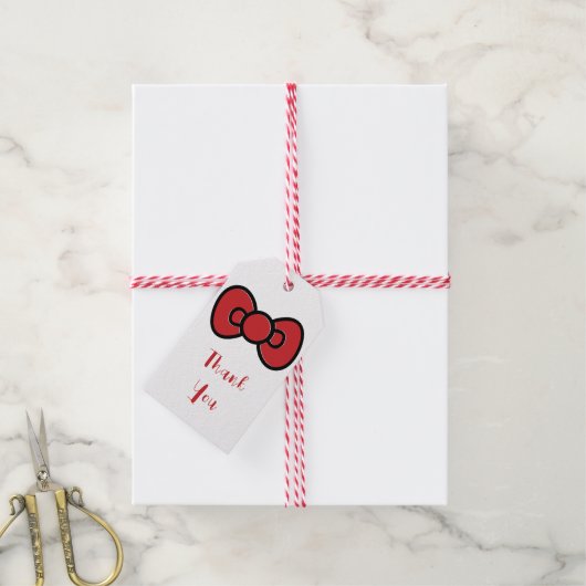 Schattigee Red Bow Whimsical Cadeaulabel (Met Touw)