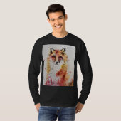 Schattigee Red Fox Animal Waterverf kunst Mannen T-shirt (Voorkant volledig)