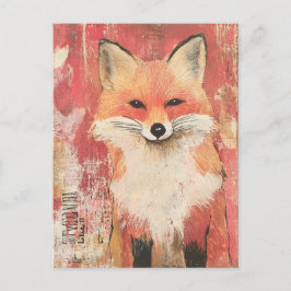 Schattigee Red Fox Mixed Media Briefkaart
