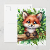 Schattigee Red Fox Waterverf Briefkaart (Voorkant / Achterkant)