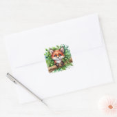 Schattigee Red Fox Waterverf Vierkante Sticker (Envelop)