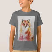 Schattigee Red Fox Whimsical Waterverf Boys T-Shir T-shirt (Voorkant)