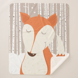 Schattigee Red Fox Woodland berkenbomen Sherpa Deken