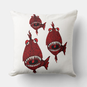 Schattigee Red Killer Piranhas Vissen vallen tande Kussen