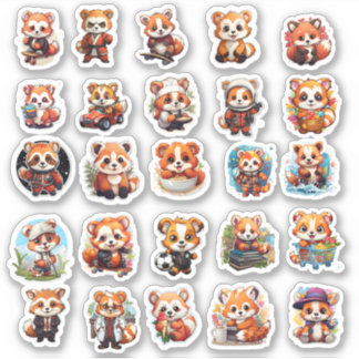 Schattigee Red Panda stickers, voordeelpakket 25 S Sticker