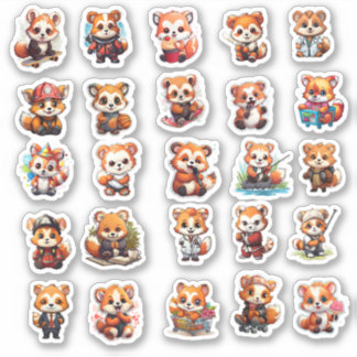 Schattigee Red Panda stickers, voordeelpakket 25 S Sticker