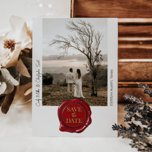 Schattigee Red Wax Seal Photo Minimalist Bewaar de Save The Date