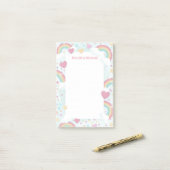Schattigee regenbogen gepersonaliseerde mitswa not post-it® notes (Op bureau)