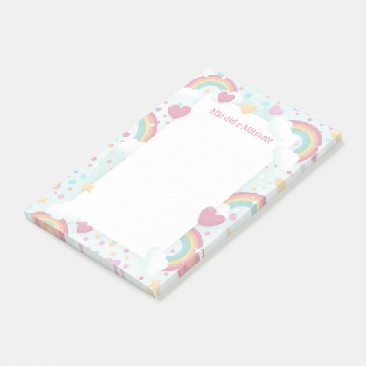 Schattigee regenbogen gepersonaliseerde mitswa not post-it® notes (Schuin)