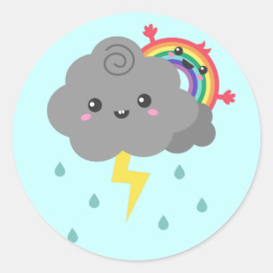 Schattigee regenboog achter elke donkere wolk ronde sticker