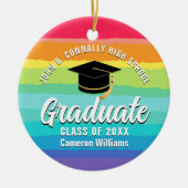 Schattigee Regenboog Afstuderen Custom Afstuderen  Keramisch Ornament (Voorkant)
