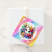 Schattigee regenboog anime kat verjaardagstaart bedankjes labels (In situ)