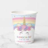 Schattigee regenboog eenhoorn 1e 2e 5e verjaardag papieren bekers (Achterkant)