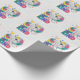 Schattigee Regenboog Eenhoorn Een van een Kind Kin Cadeaupapier