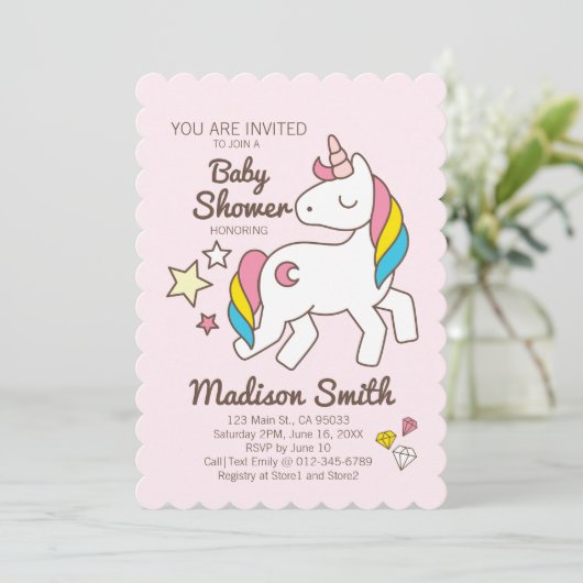 Schattigee regenboog eenhoorn en sterren diamanten kaart (Staand voorkant)